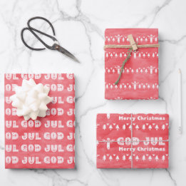 God Jul Traditional Swedish Christmas  Wrapping Paper Sheet