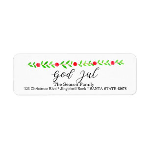 God Jul, watercolor Christmas banner