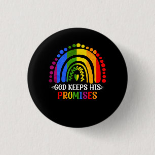 God Keeps His Promise Rainbow Christian Bible Noah 3 Cm Round Badge