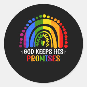 God Keeps His Promise Rainbow Christian Bible Noah Classic Round Sticker