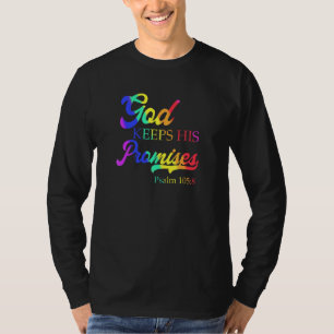 God Keeps His Promises Psalm 1058 Christian Rainbo T-Shirt