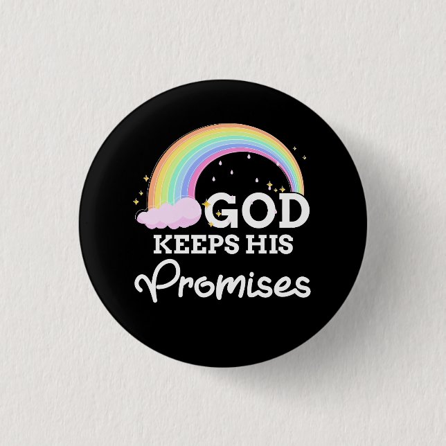 God Keeps His Promises Rainbow Religious Jesus Lov 3 Cm Round Badge (Front)