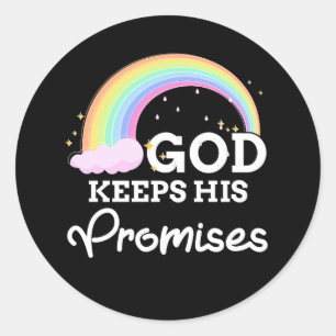 God Keeps His Promises Rainbow Religious Jesus Lov Classic Round Sticker