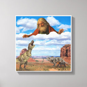 God Killing the Dinosaurs Canvas Print Wall Art