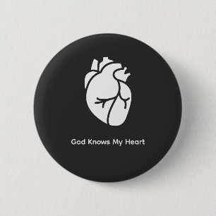 God Knows My Heart Christian T-Shirt 6 Cm Round Badge