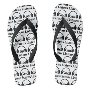 God Listens Faith Based Quote W/B All-Over Unisex Flip Flops
