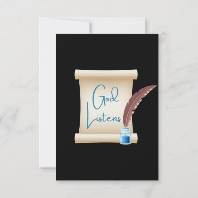 God Listens Writing Flat Greeting Card (Front)