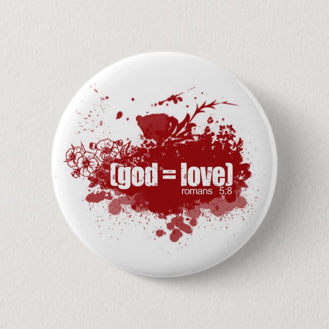 GOD = LOVE 6 CM ROUND BADGE (Front)