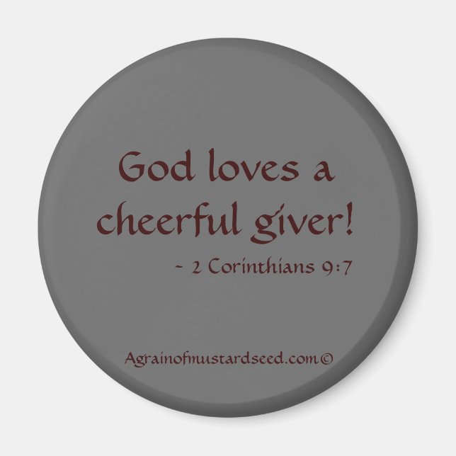 God loves a cheerful giver magnet (Front)