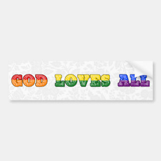 "God Loves All" Gay/LGBTQIA+/Queer Christian Pride Bumper Sticker