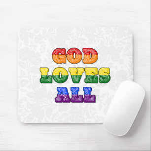 "God Loves All" Gay/LGBTQIA+/Queer Christian Pride Mouse Mat