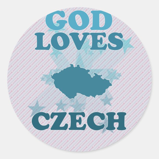 God Loves Czech Classic Round Sticker (Front)