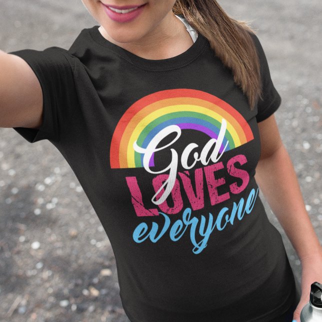 God Loves Everyone Cute Rainbow Christian Quote T-Shirt (Creator Uploaded)