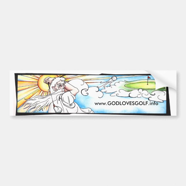 God Loves Golf Bumper Sticker (Front)