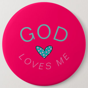 God Loves Me Dark Pink Button