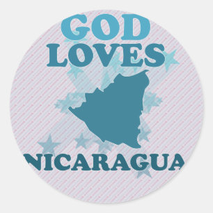 God Loves Nicaragua Classic Round Sticker