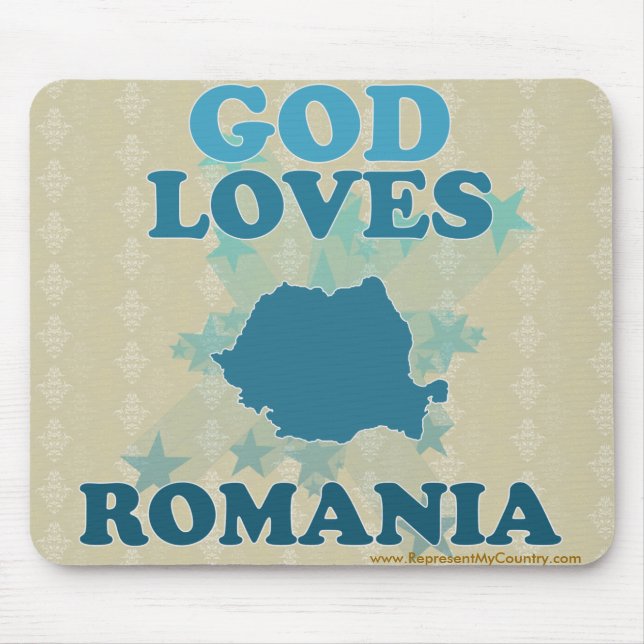 God Loves Romania Mouse Mat (Front)