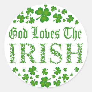 GOD LOVES THE IRISH CLASSIC ROUND STICKER