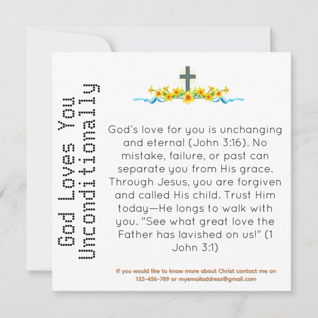 God Loves You Unconditionally Witness Card (Front)