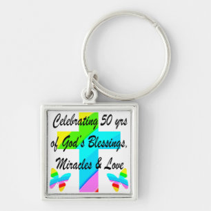 GOD LOVING 50TH KEY RING