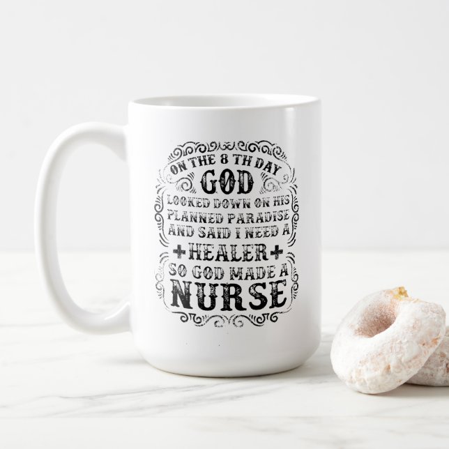 God Made A Nurse Coffee Mug (With Donut)