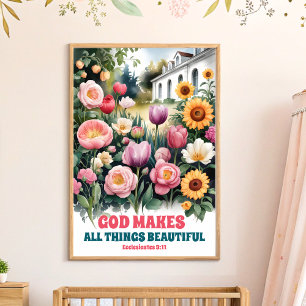 God Makes All Things Christian Nursery Wall Art