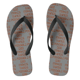 God Makes Things Possible Grey All-Over Unisex Flip Flops