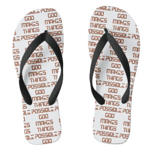 God Makes Things Possible White All-Over Unisex Flip Flops