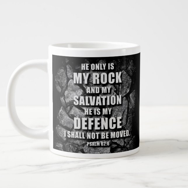 GOD My Rock & Salvation – Christian Faith Verse  Large Coffee Mug (Left)