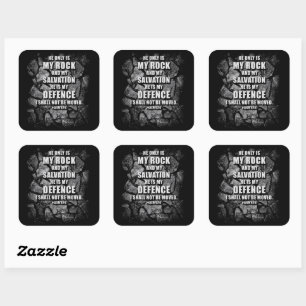 GOD My Rock & Salvation – Christian Faith Verse   Square Sticker