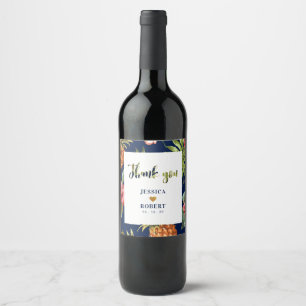 God & Navy   Tropical Wedding Custom Wine Label