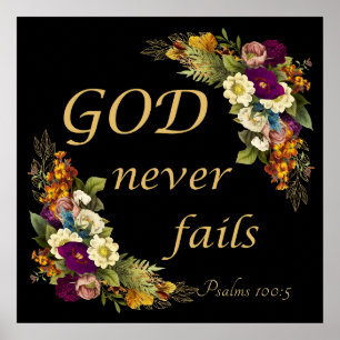GOD Never Fails – Women’s Christian Faith Bible  Poster