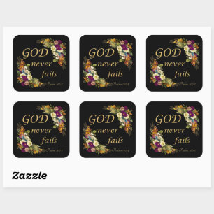 GOD Never Fails – Women’s Christian Faith Bible   Square Sticker
