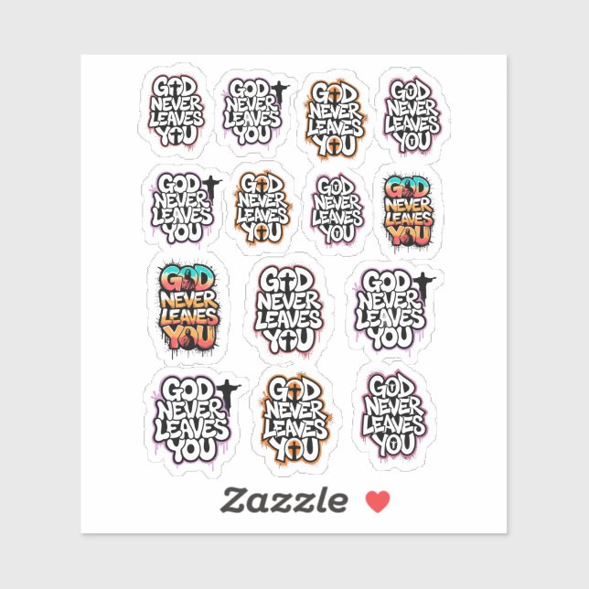 "God Never Leaves You" Christian Temporary Tattoos (Sheet)