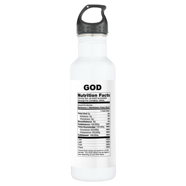 God: Nutrition Facts 710 Ml Water Bottle (Front)
