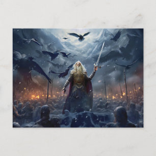 God Odin leads Einherjer Warrior of Asgards Postcard