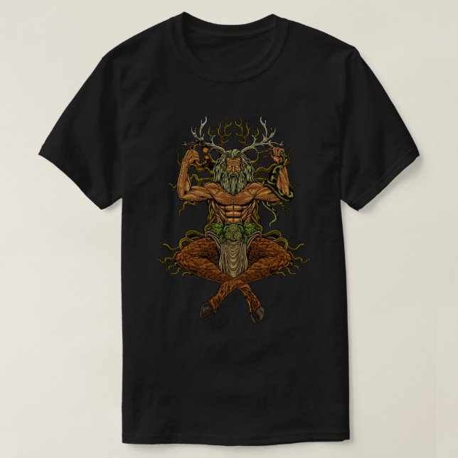 God of Celtic mythology Cernunnos T-Shirt (Design Front)