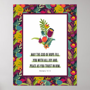 God of Hope Colourful Floral Pattern Abstract Poster