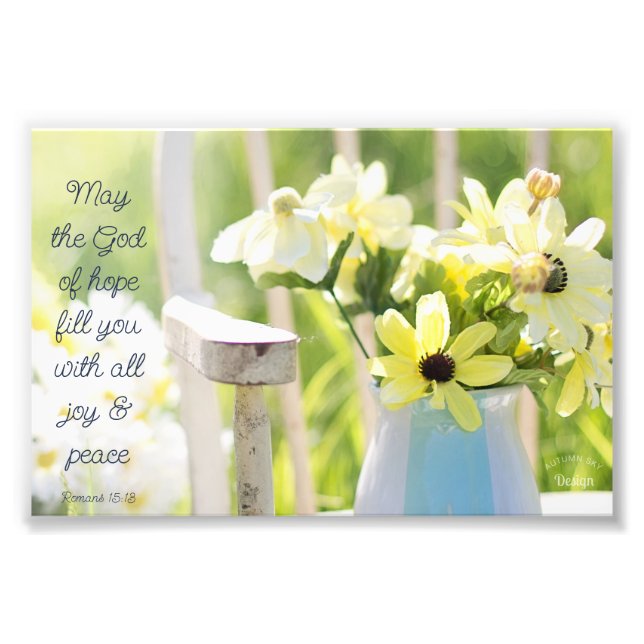 God of Hope Quote Yellow Flower Photography Photo Print (Front)