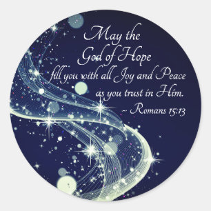 God of Hope, Romans 15:13 Bible Verse, Christmas Classic Round Sticker