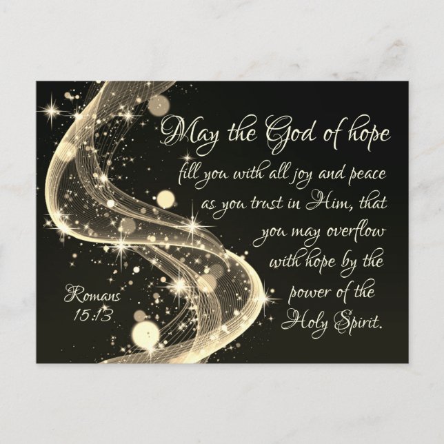 God of Hope, Romans 15:13 Bible Verse, Christmas Holiday Postcard (Front)