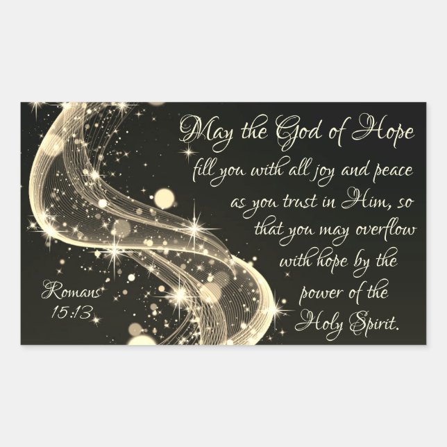 God of Hope, Romans 15:13 Bible Verse, Christmas Rectangular Sticker (Front)