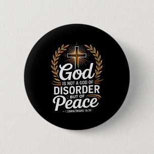 God Of Peace 1 Corinthians 14_33 Christian Cross 6 Cm Round Badge
