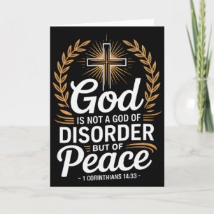 God Of Peace 1 Corinthians 14_33 Christian Cross Card