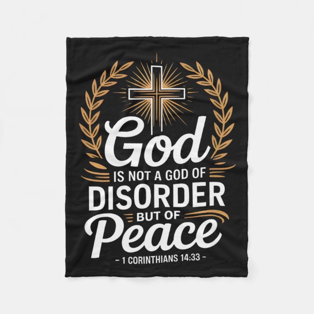 God Of Peace 1 Corinthians 14_33 Christian Cross  Fleece Blanket (Front)