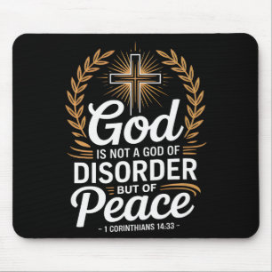 God Of Peace 1 Corinthians 14_33 Christian Cross Mouse Mat