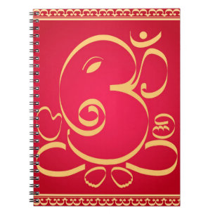 God  Om Ganesha on red Notebook