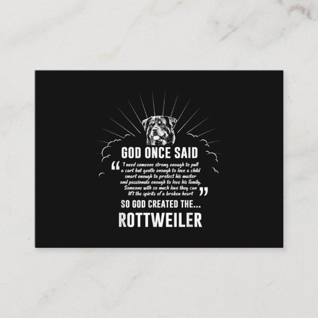 God Once Said Rottweiler | Funny Dog Lovers Business Card (Front)