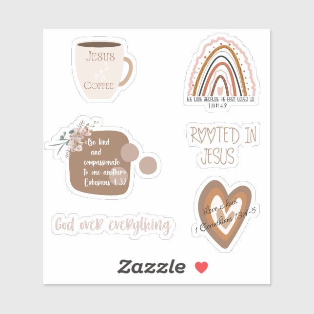 God Over Everything beige christian sticker pack (Sheet)