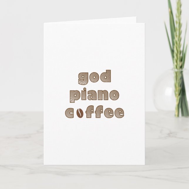 God Piano Coffee Funny Christian Musician Holiday Card (Front)